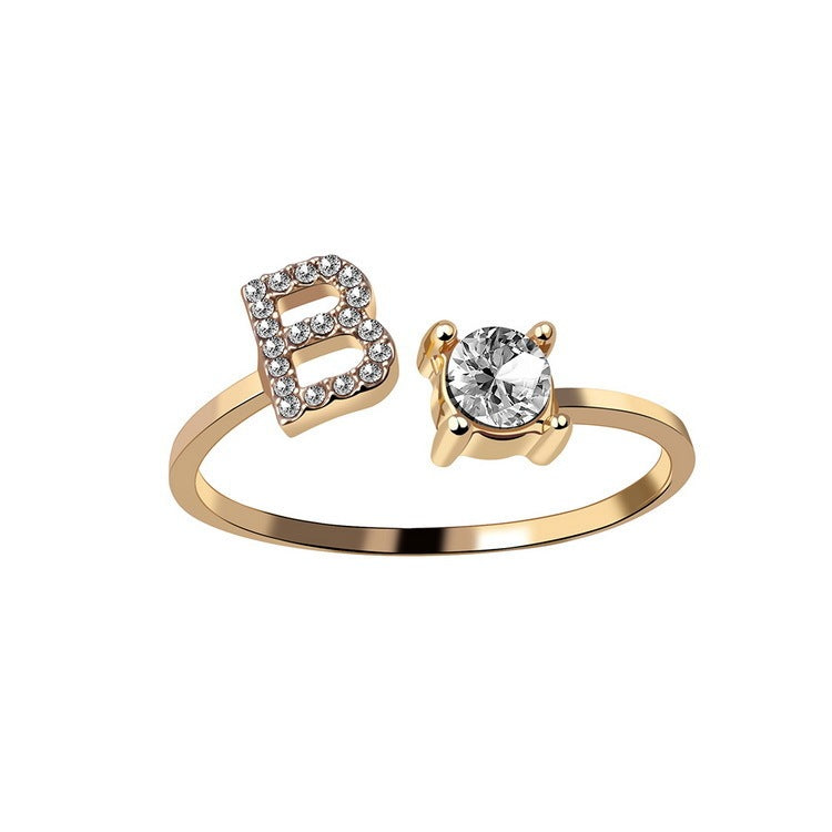 Adjustable Initial Letter Ring – Gold Plated, Personalized Jewelry for Women