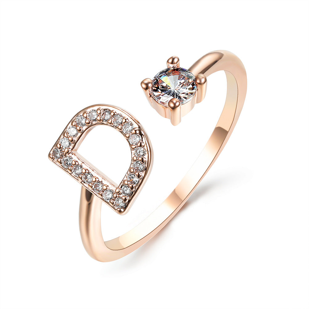 Adjustable Initial Letter Ring – Gold Plated, Personalized Jewelry for Women