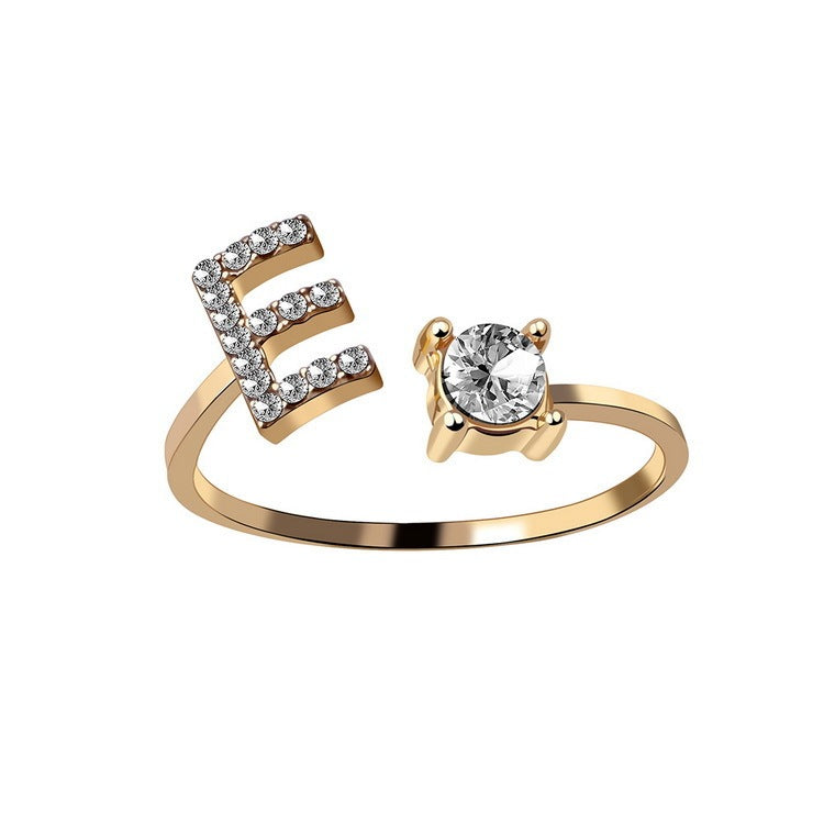 Adjustable Initial Letter Ring – Gold Plated, Personalized Jewelry for Women