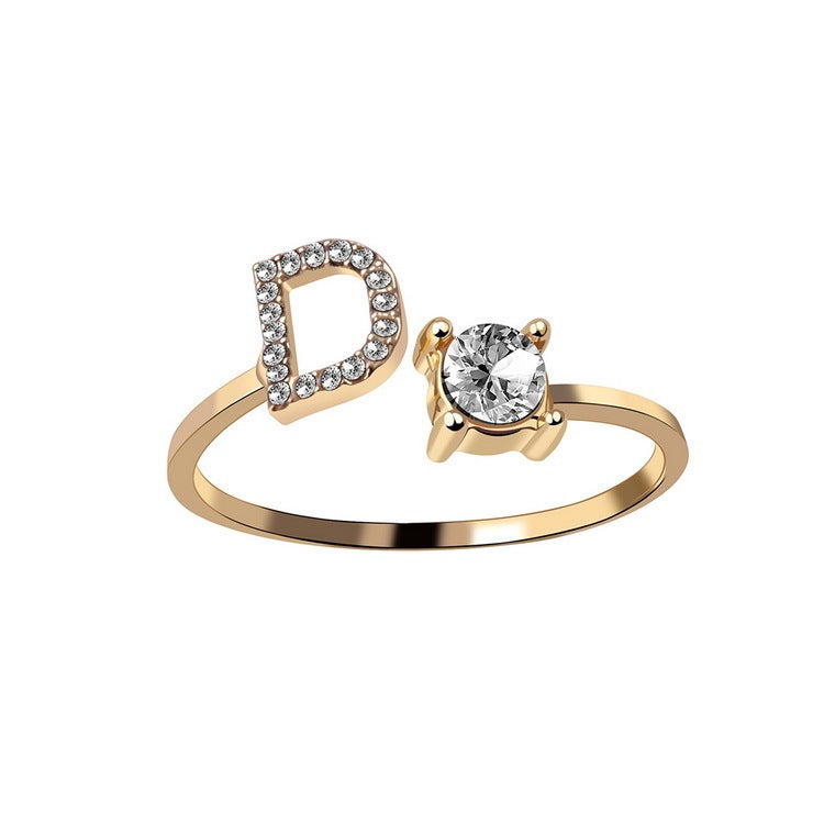 Adjustable Initial Letter Ring – Gold Plated, Personalized Jewelry for Women
