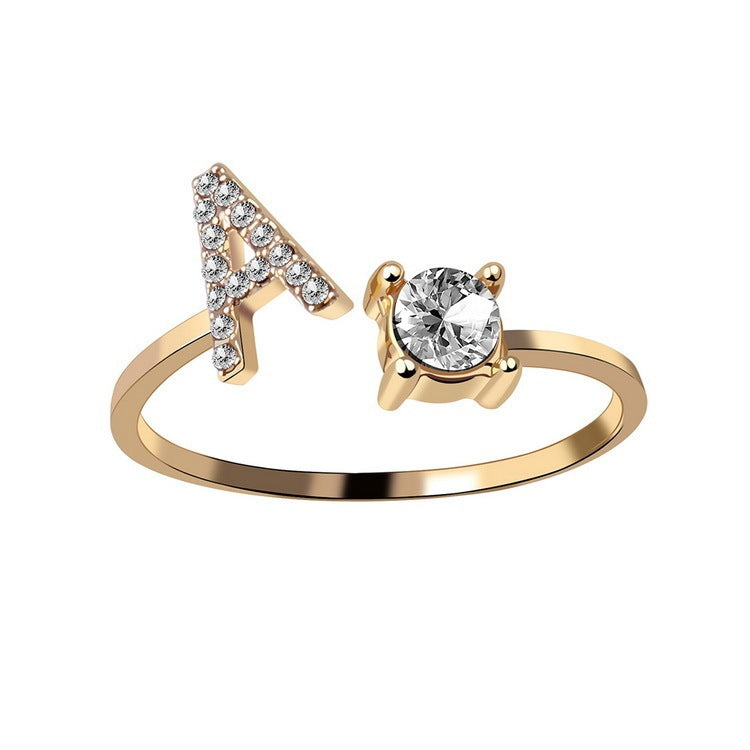 Adjustable Initial Letter Ring – Gold Plated, Personalized Jewelry for Women