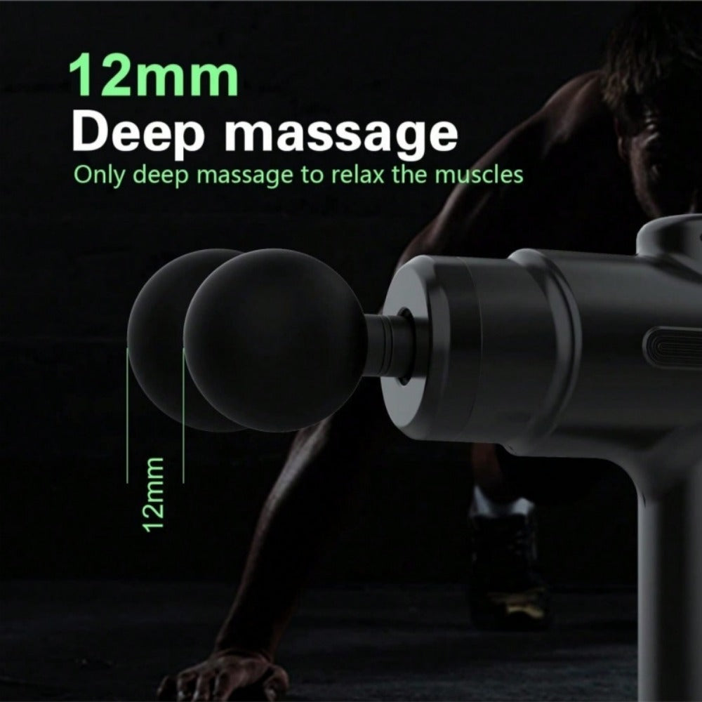 Deep Tissue Massage Gun – Handheld Percussion Massager with 8 Heads & 12-Hour Battery