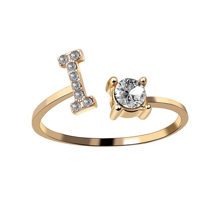 Adjustable Initial Letter Ring – Gold Plated, Personalized Jewelry for Women
