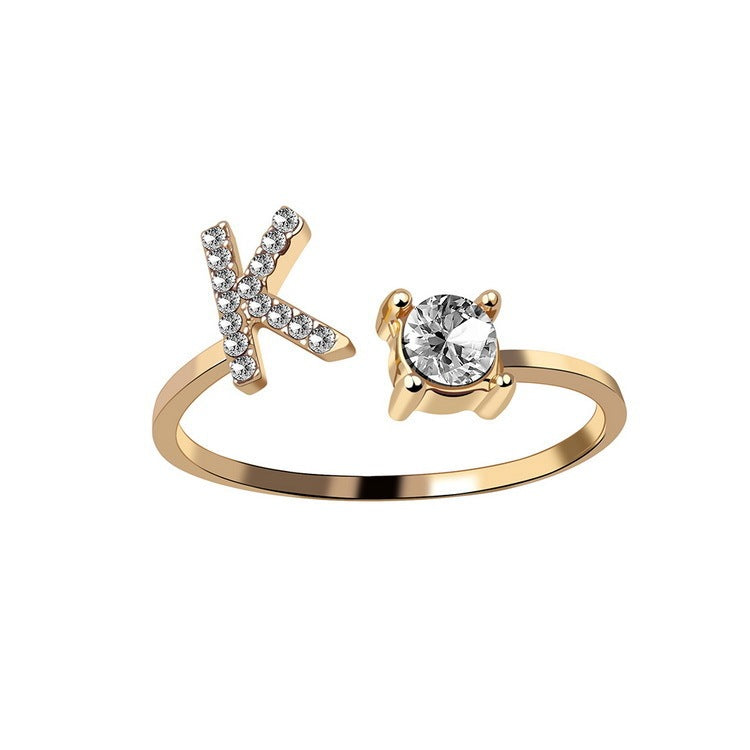Adjustable Initial Letter Ring – Gold Plated, Personalized Jewelry for Women