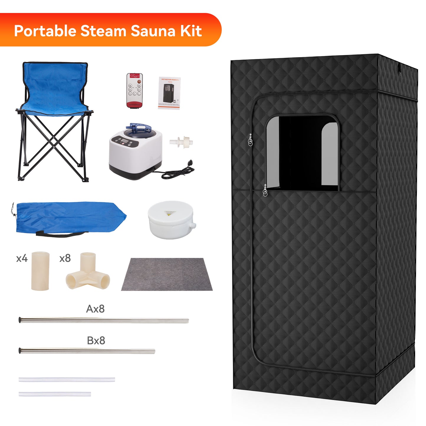 Portable Steam Sauna Tent – Full-Body Home Spa Kit with Zipper Closure & Steam Generator