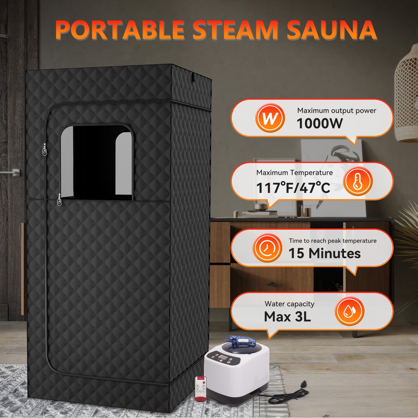 Portable Steam Sauna Tent – Full-Body Home Spa Kit with Zipper Closure & Steam Generator