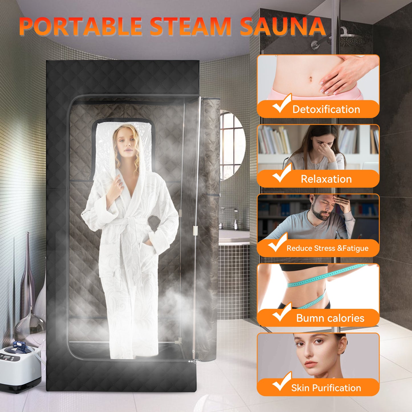 Portable Steam Sauna Tent – Full-Body Home Spa Kit with Zipper Closure & Steam Generator