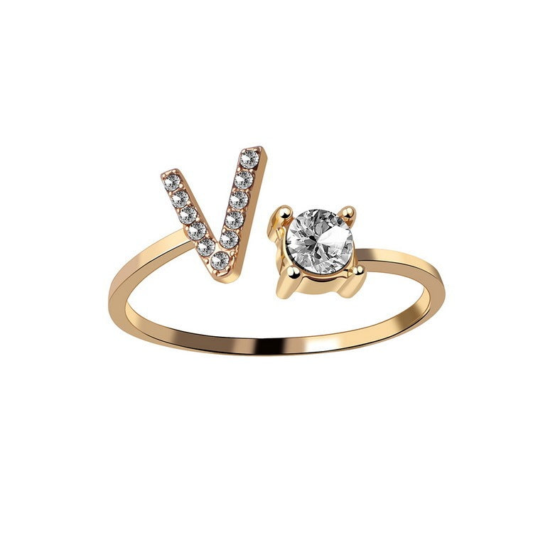 Adjustable Initial Letter Ring – Gold Plated, Personalized Jewelry for Women