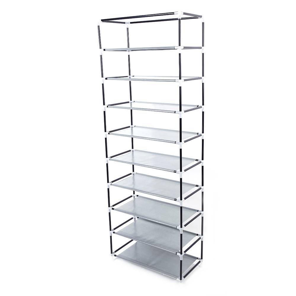 RoomSaver 9-Tier Shoe Rack – Space-Saving Fabric Organizer (Coffee Color)