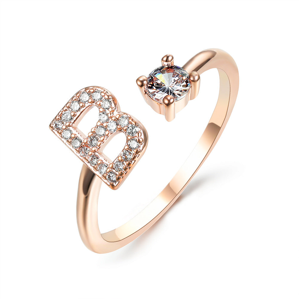 Adjustable Initial Letter Ring – Gold Plated, Personalized Jewelry for Women