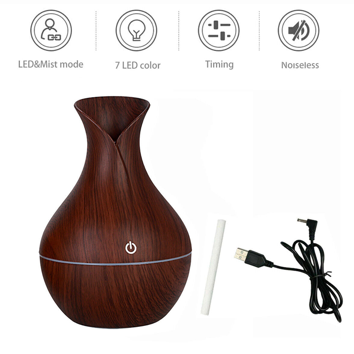 LED Aromatherapy Diffuser with Essential Oils – Walnut Wood Edition