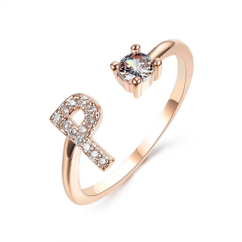 Adjustable Initial Letter Ring – Gold Plated, Personalized Jewelry for Women