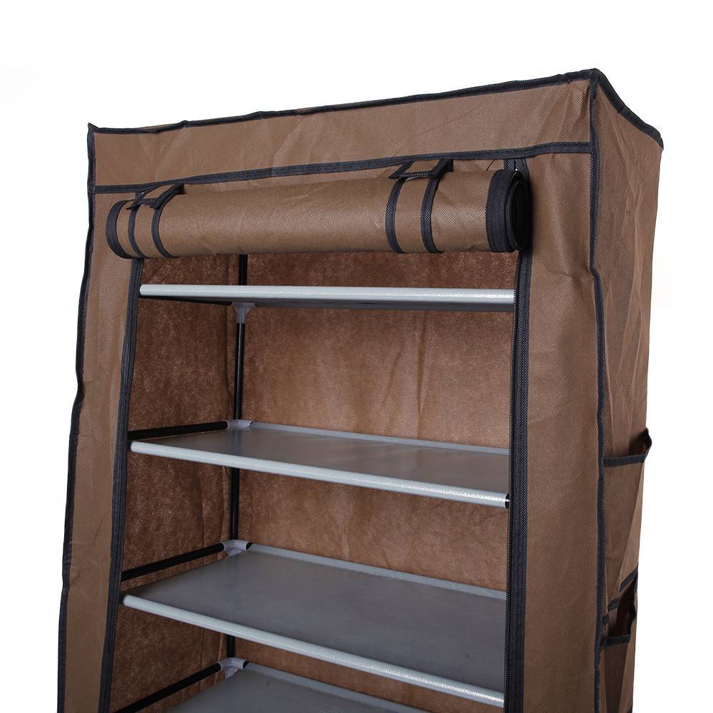 RoomSaver 9-Tier Shoe Rack – Space-Saving Fabric Organizer (Coffee Color)
