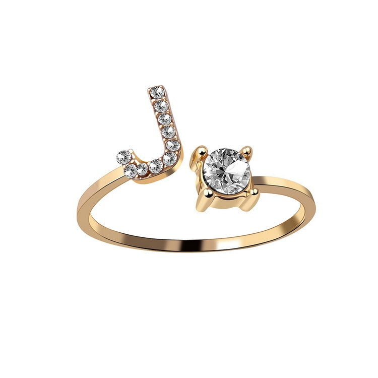 Adjustable Initial Letter Ring – Gold Plated, Personalized Jewelry for Women