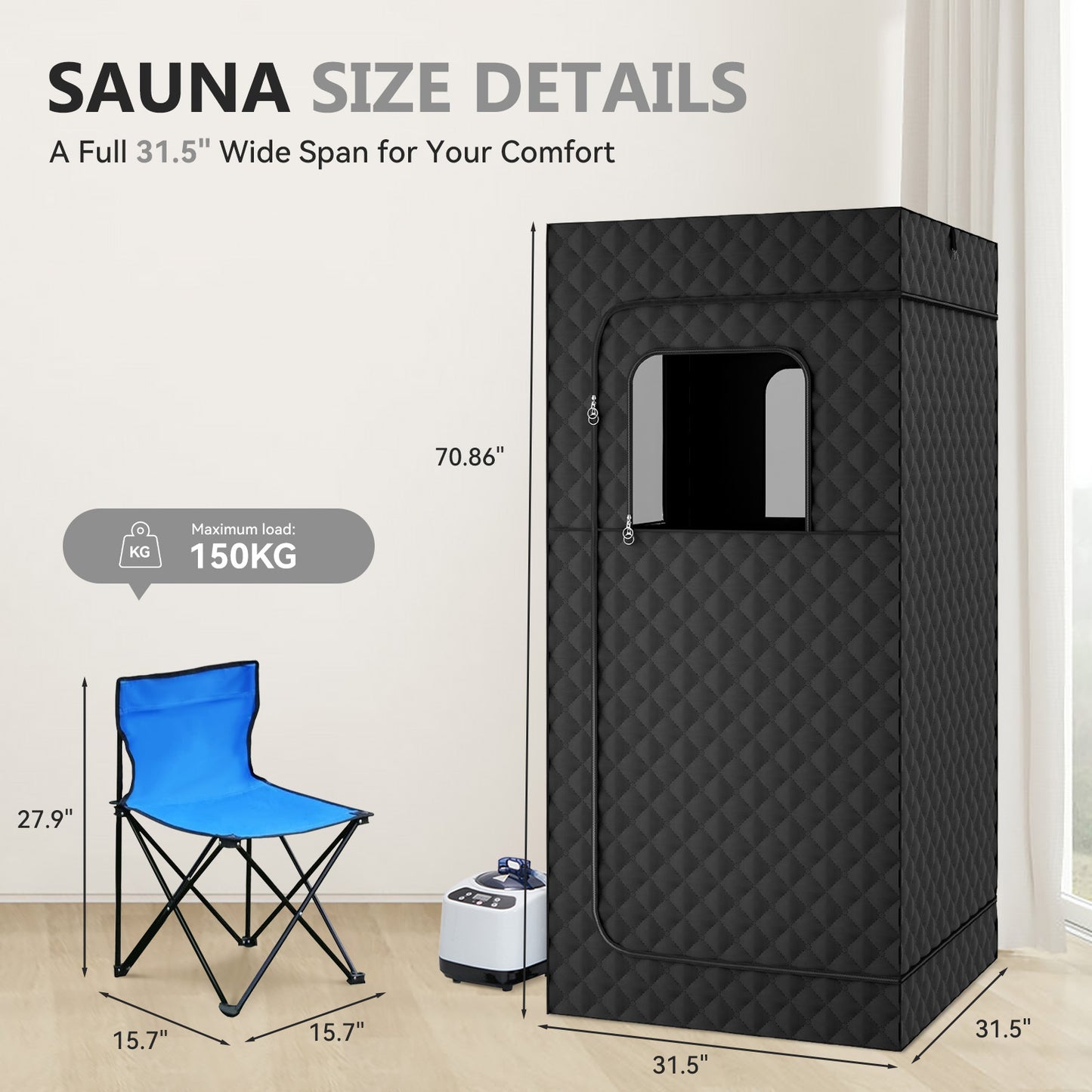 Portable Steam Sauna Tent – Full-Body Home Spa Kit with Zipper Closure & Steam Generator