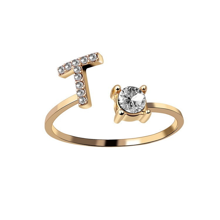 Adjustable Initial Letter Ring – Gold Plated, Personalized Jewelry for Women