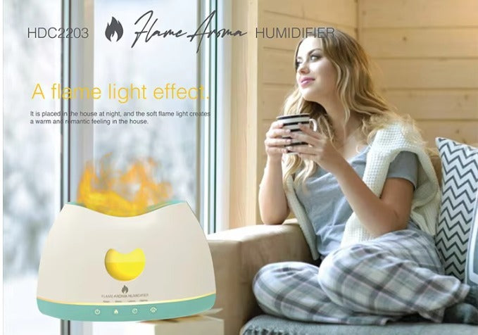 FlameGlow Essential Oil Diffuser – Flame Light Cool Mist Humidifier