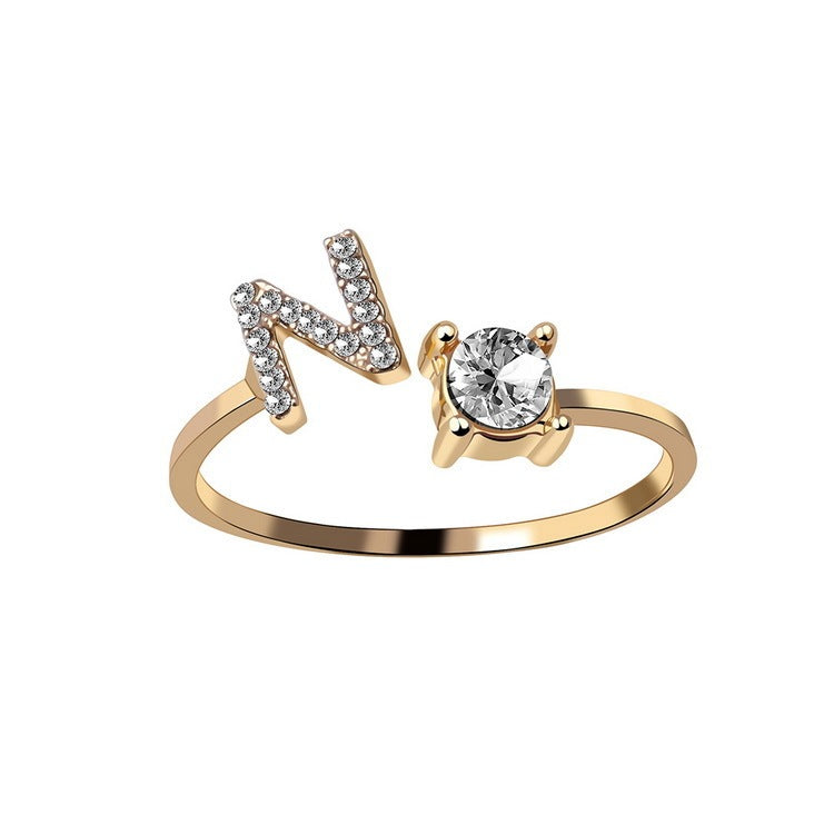 Adjustable Initial Letter Ring – Gold Plated, Personalized Jewelry for Women