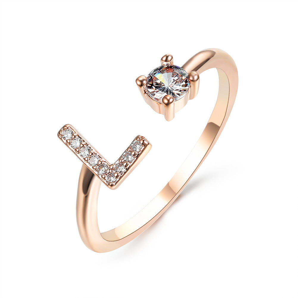 Adjustable Initial Letter Ring – Gold Plated, Personalized Jewelry for Women