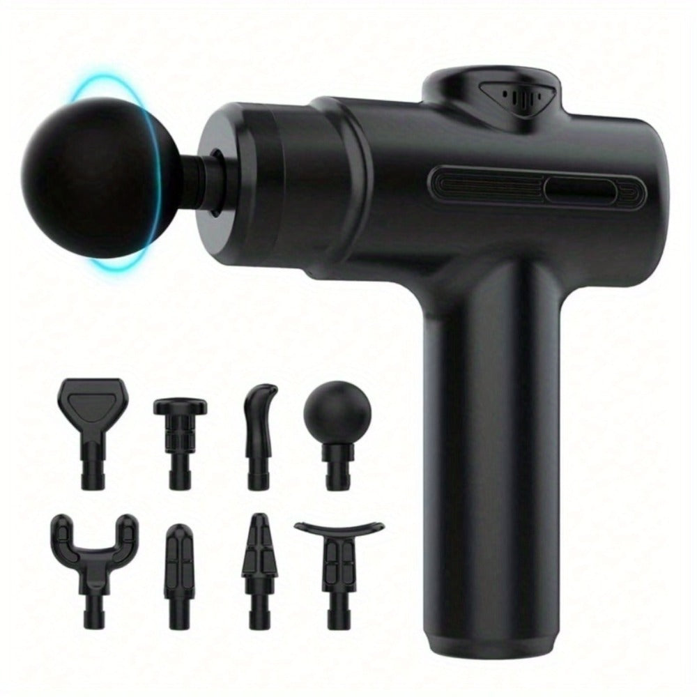 Deep Tissue Massage Gun – Handheld Percussion Massager with 8 Heads & 12-Hour Battery