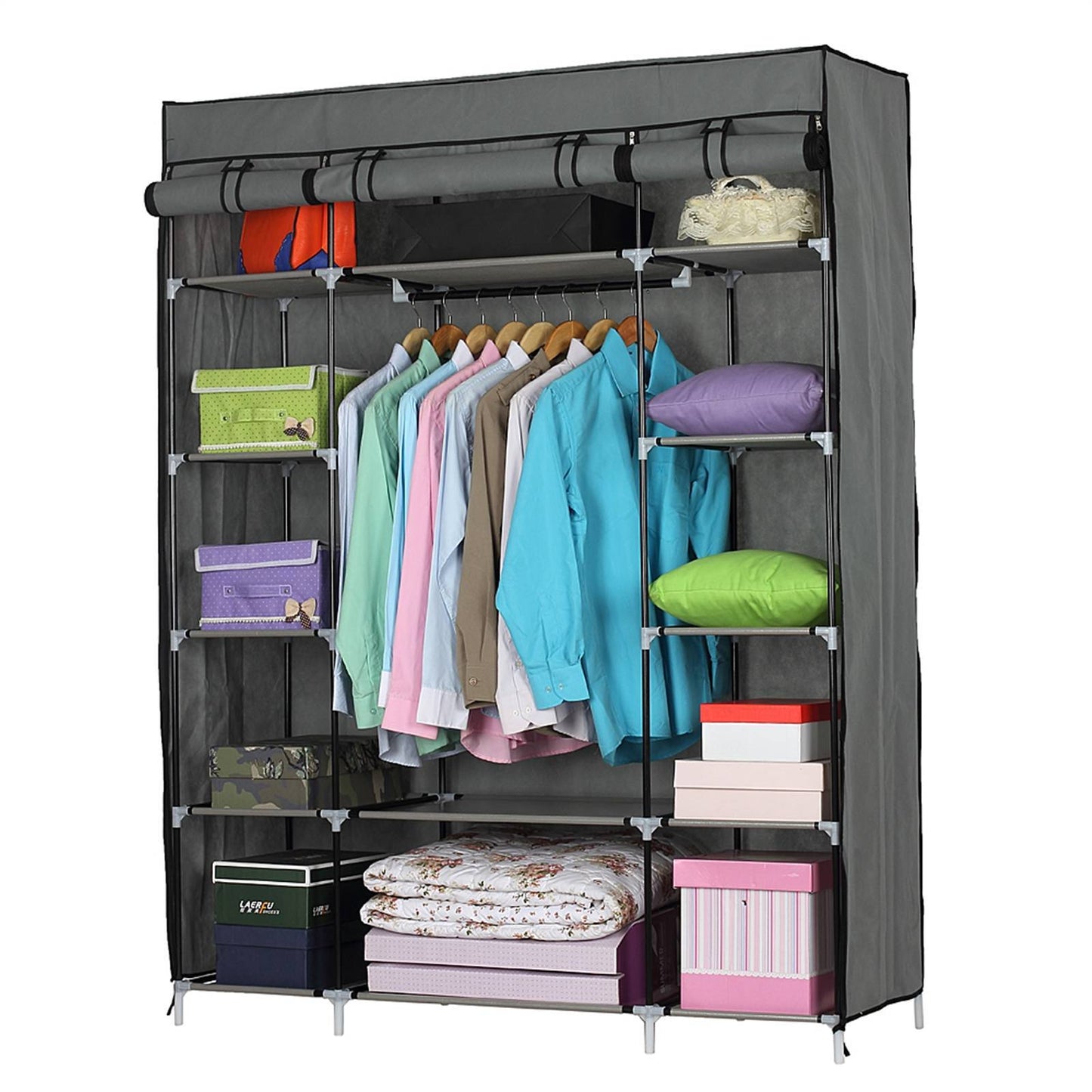 Portable 5-Layer Closet Organizer with Shelves – Foldable Wardrobe Rack