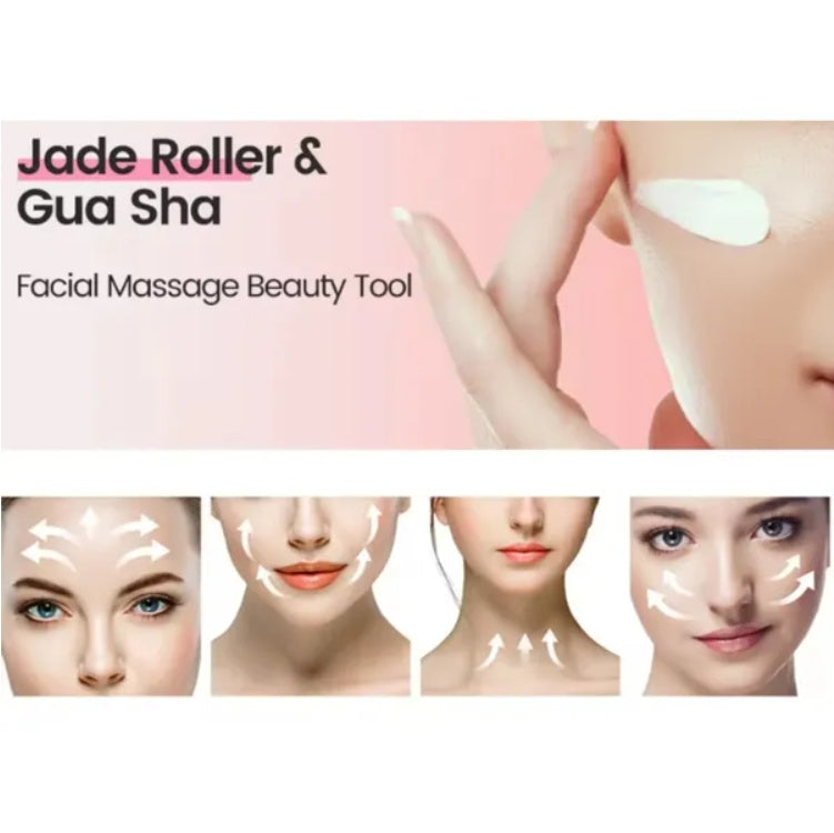 Gua Sha & Jade Roller Set – Facial Sculpting & Skincare Massage Duo