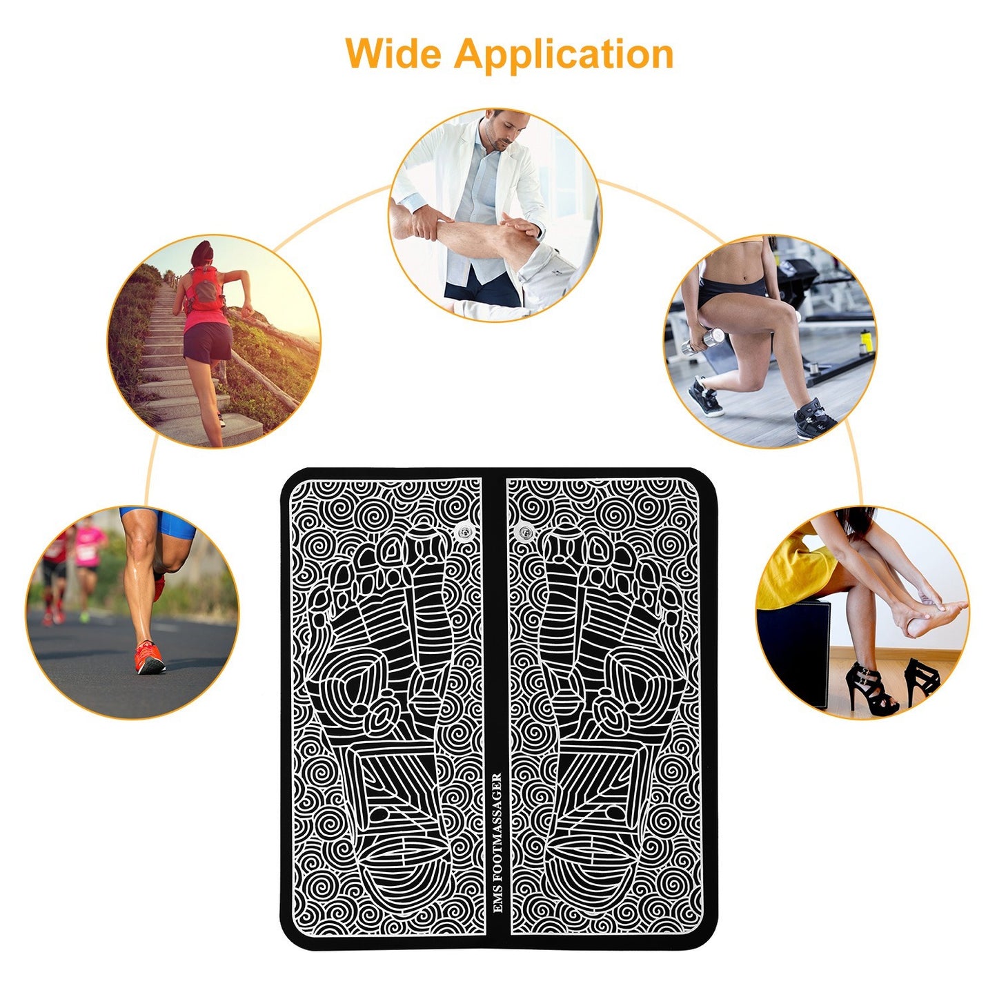 EMS Foot Massager Pad – Rechargeable Electric Reflexology Mat with 6 Modes & Auto Shut-Off