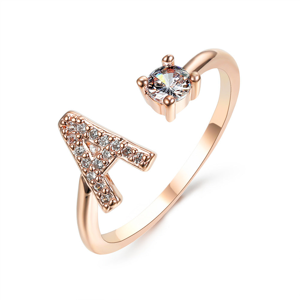 Adjustable Initial Letter Ring – Gold Plated, Personalized Jewelry for Women