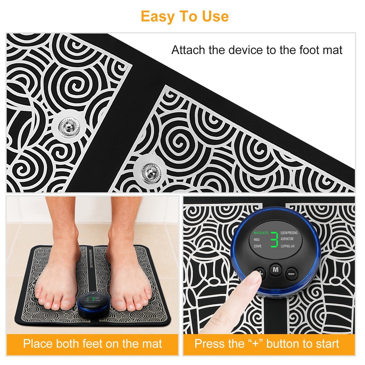 EMS Foot Massager Pad – Rechargeable Electric Reflexology Mat with 6 Modes & Auto Shut-Off