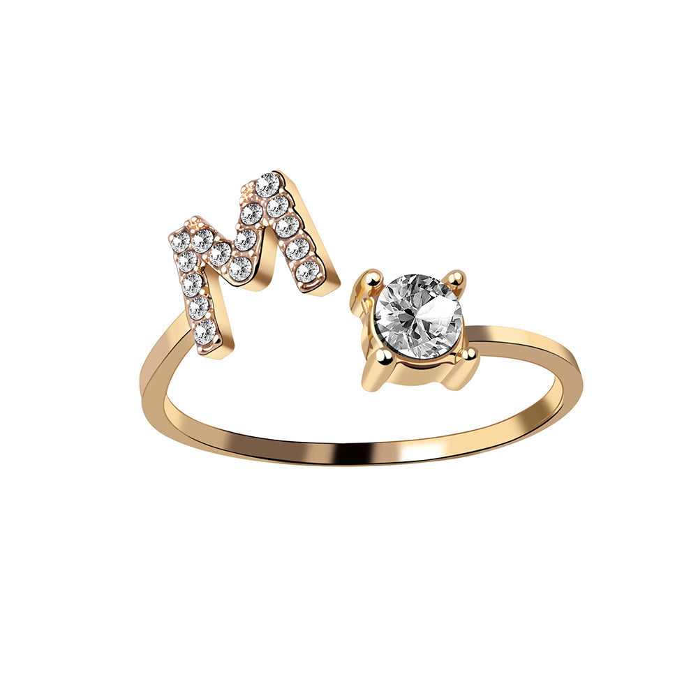 Adjustable Initial Letter Ring – Gold Plated, Personalized Jewelry for Women