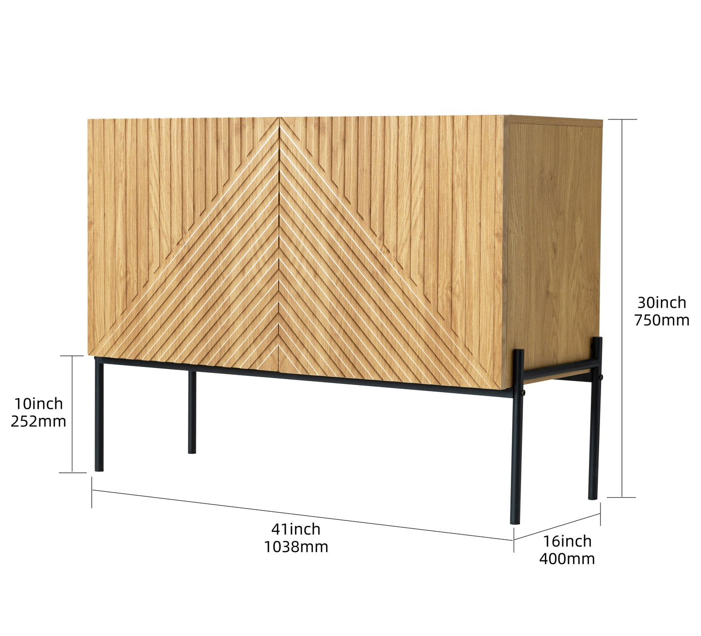 Storage Cabinet with 2 Doors – Natural Wood Accent Console with Adjustable Shelves