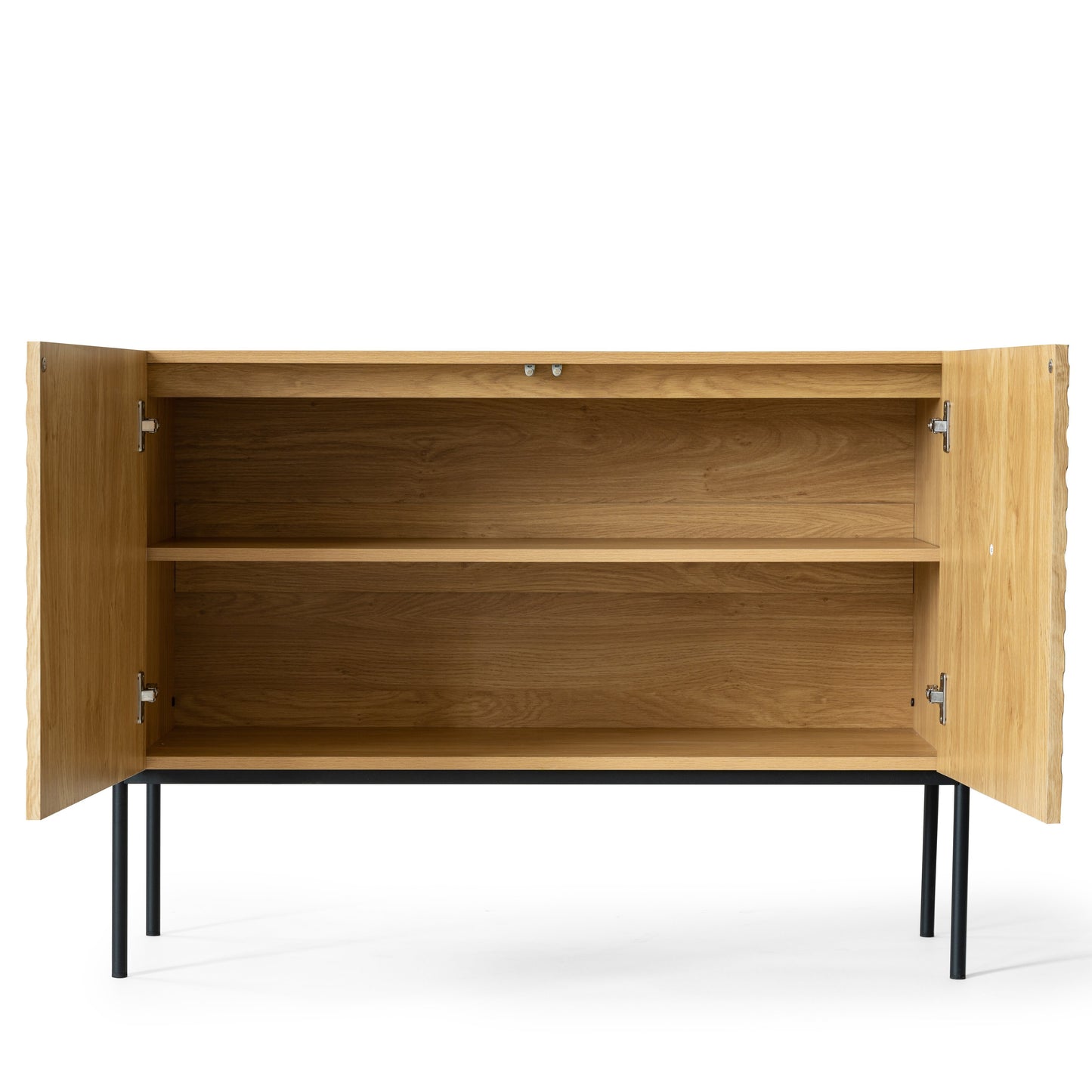 Storage Cabinet with 2 Doors – Natural Wood Accent Console with Adjustable Shelves