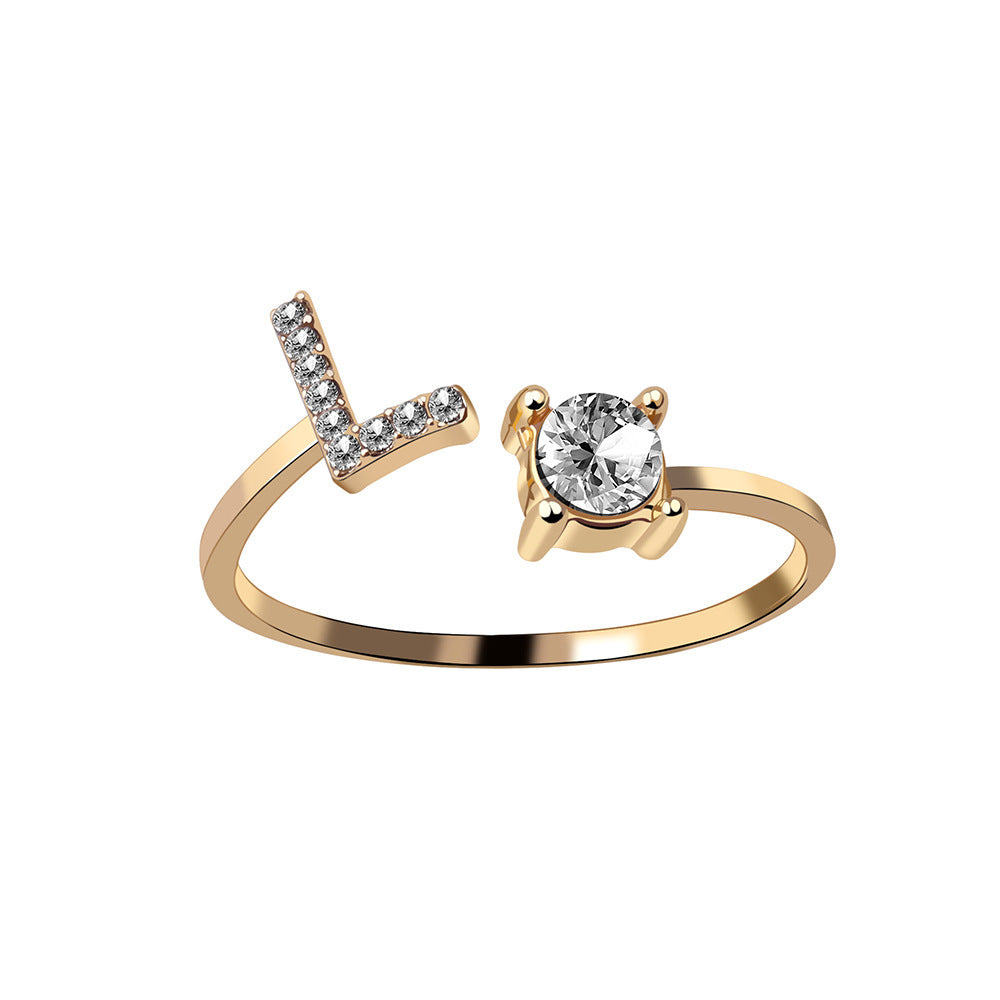 Adjustable Initial Letter Ring – Gold Plated, Personalized Jewelry for Women