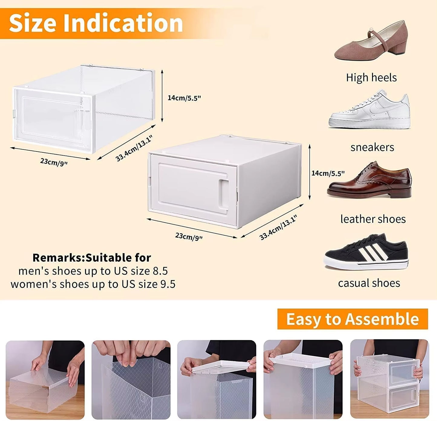 15-Pack Clear Foldable Shoe Storage Boxes with Front Drawer Access – Modular Stackable Design