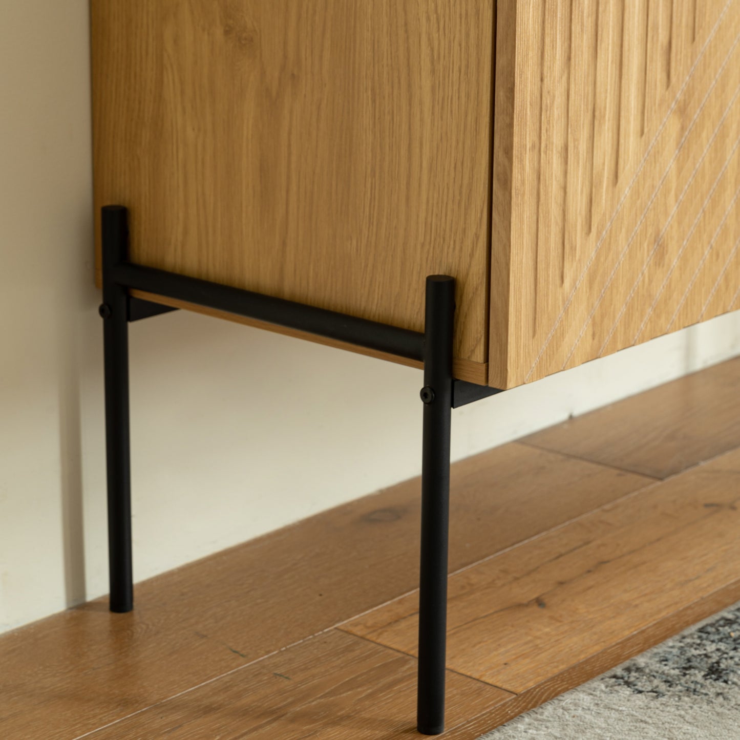 Storage Cabinet with 2 Doors – Natural Wood Accent Console with Adjustable Shelves