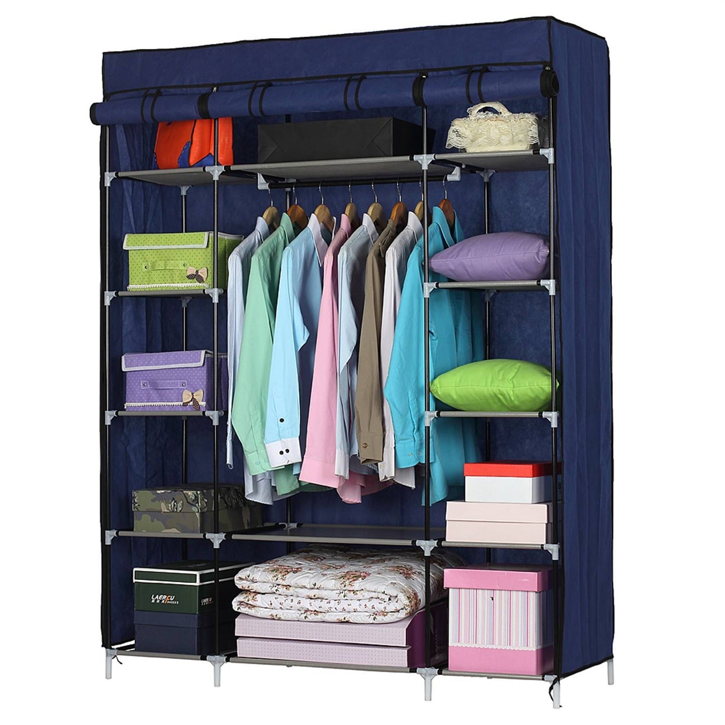 Portable 5-Layer Closet Organizer with Shelves – Foldable Wardrobe Rack