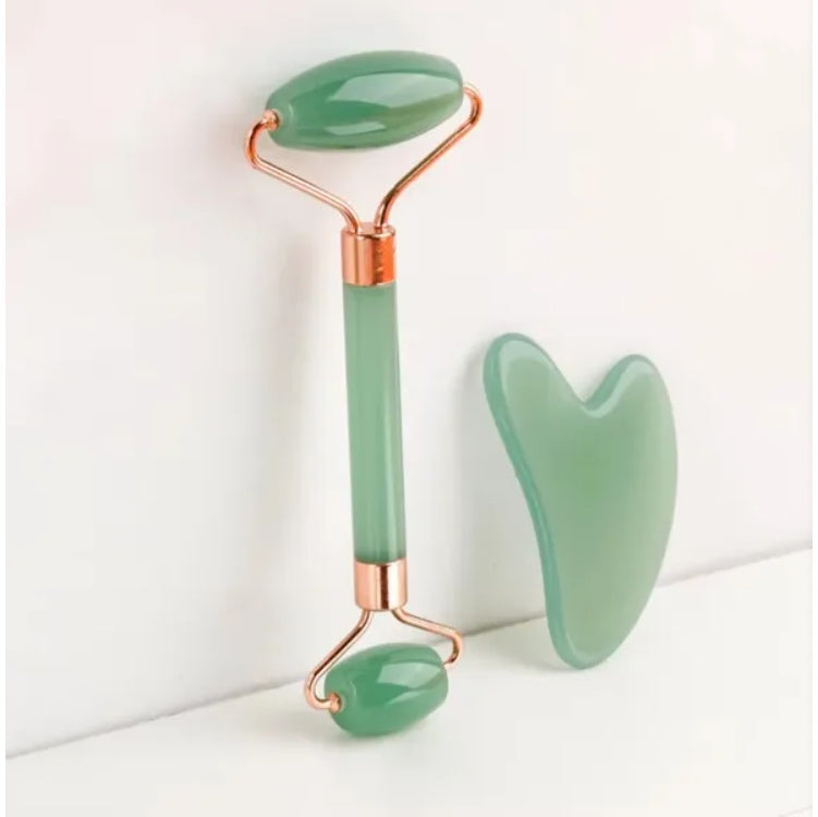 Gua Sha & Jade Roller Set – Facial Sculpting & Skincare Massage Duo