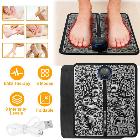 EMS Foot Massager Pad – Rechargeable Electric Reflexology Mat with 6 Modes & Auto Shut-Off